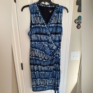 Tommy Hilfiger Blue Print Sleeveless Sheath Dress – Size 12